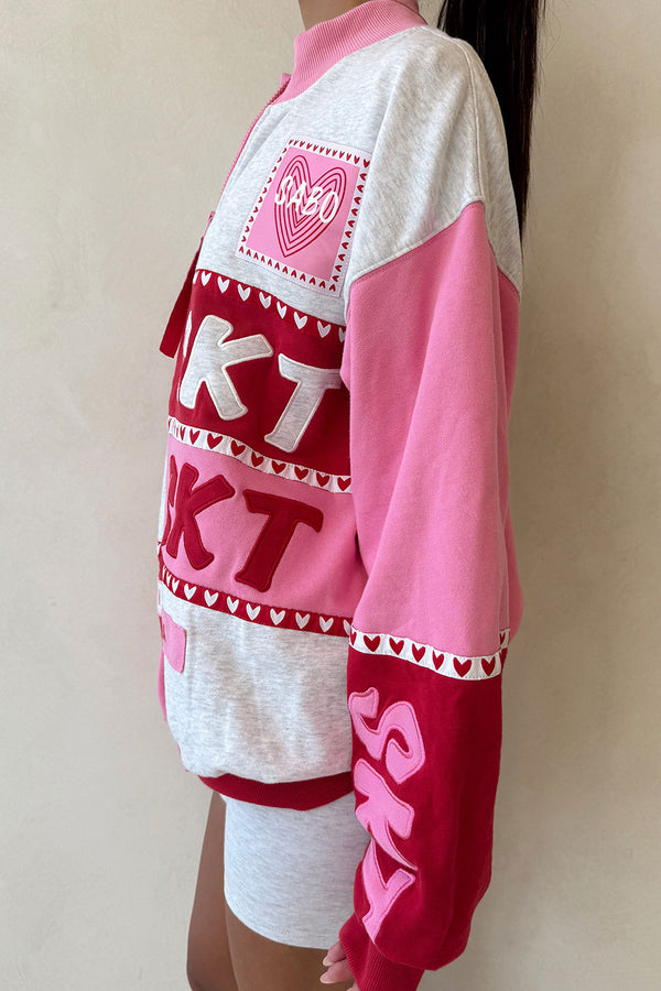 Pink and Red Terry Oversized Vintage Smitten Sweater