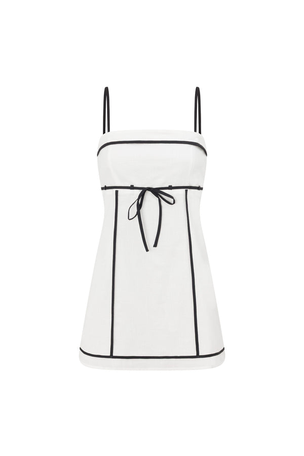 White Removable Strap A Line Mini Palais Dress