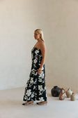 Black Alma Caroline Floral Print Strapless Elora Top