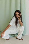 Cream Crochet Elastic High Waist Nixie Pants