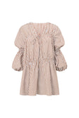 Naloo Long Sleeve Tie Mini Dress - Brown, White Stripe