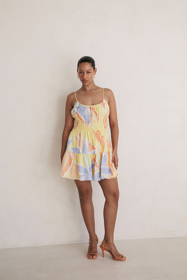 Elia Purple Adjustable Strap Panel Mini Tacita Dress