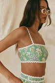 Green Floral Heritage Print Kelia Crop Top