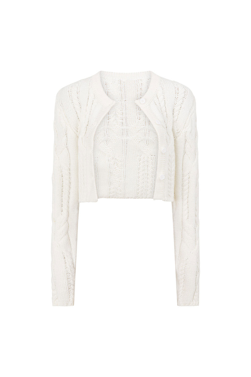 Paquita Button Up Knit Sweater - White