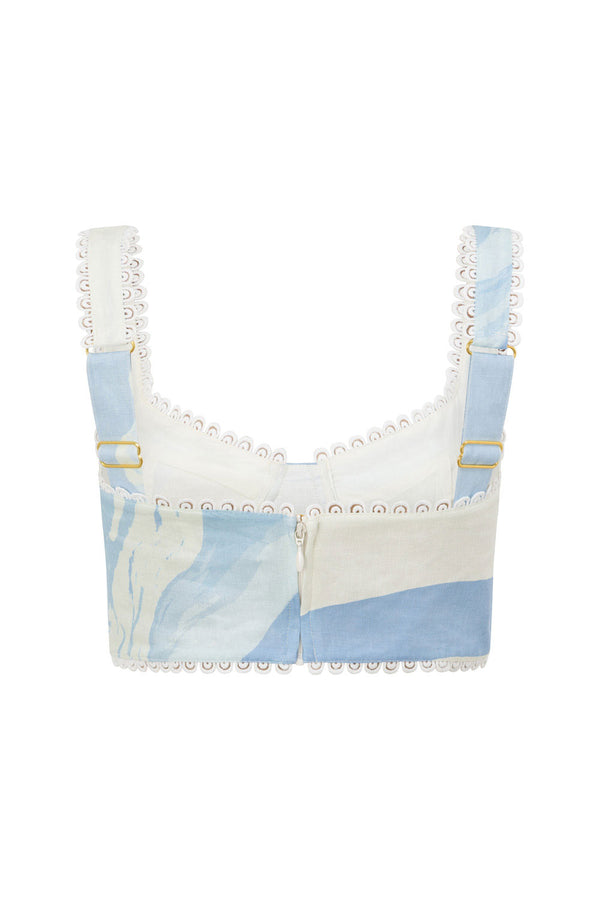 Blue Il Lido Print Wide Strap Crop Isabella Top