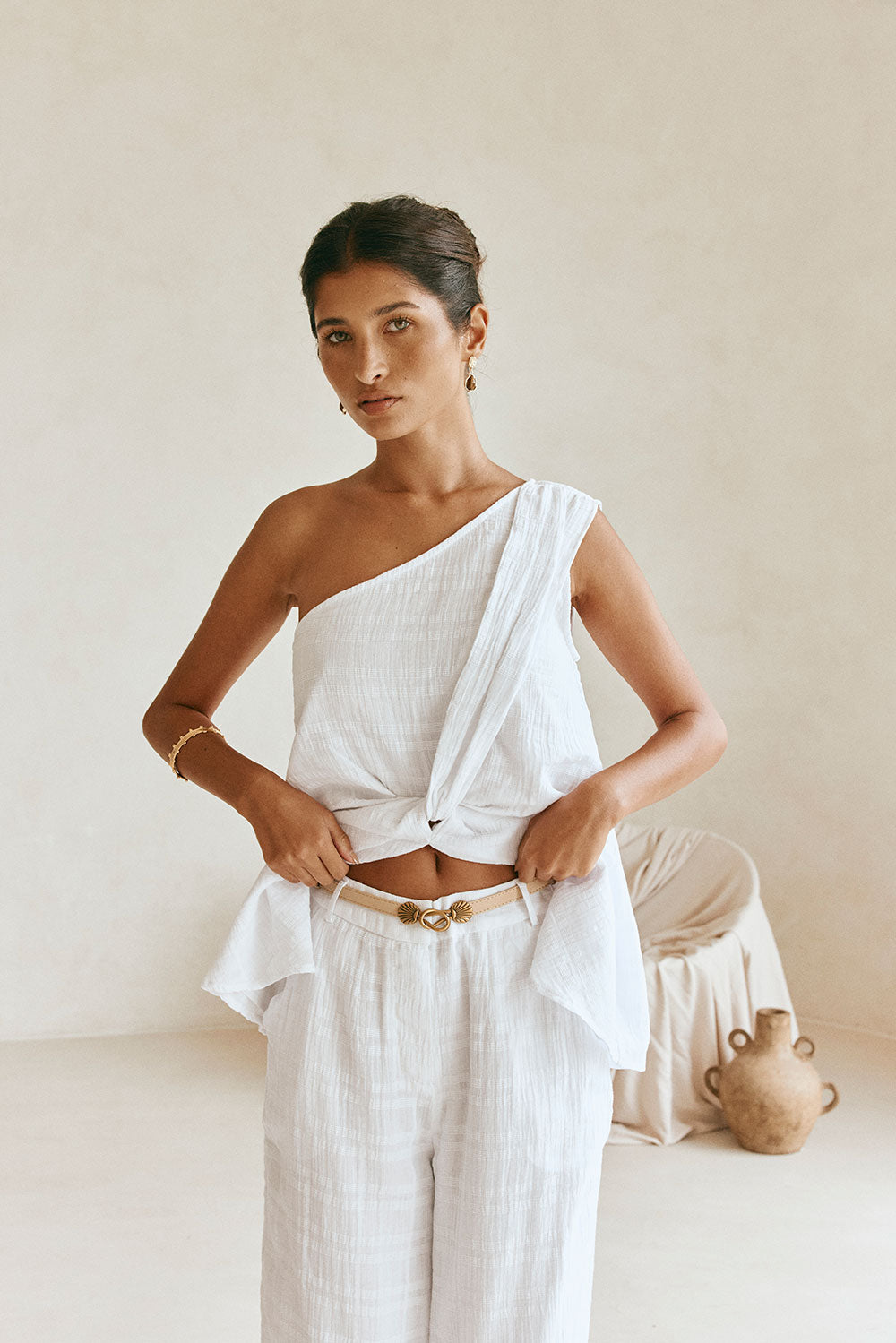 White Plaid High Waist Sofia Pants