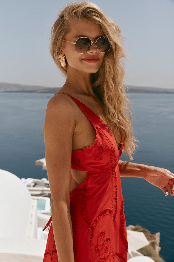 Chalina Backless Maxi Dress - Red