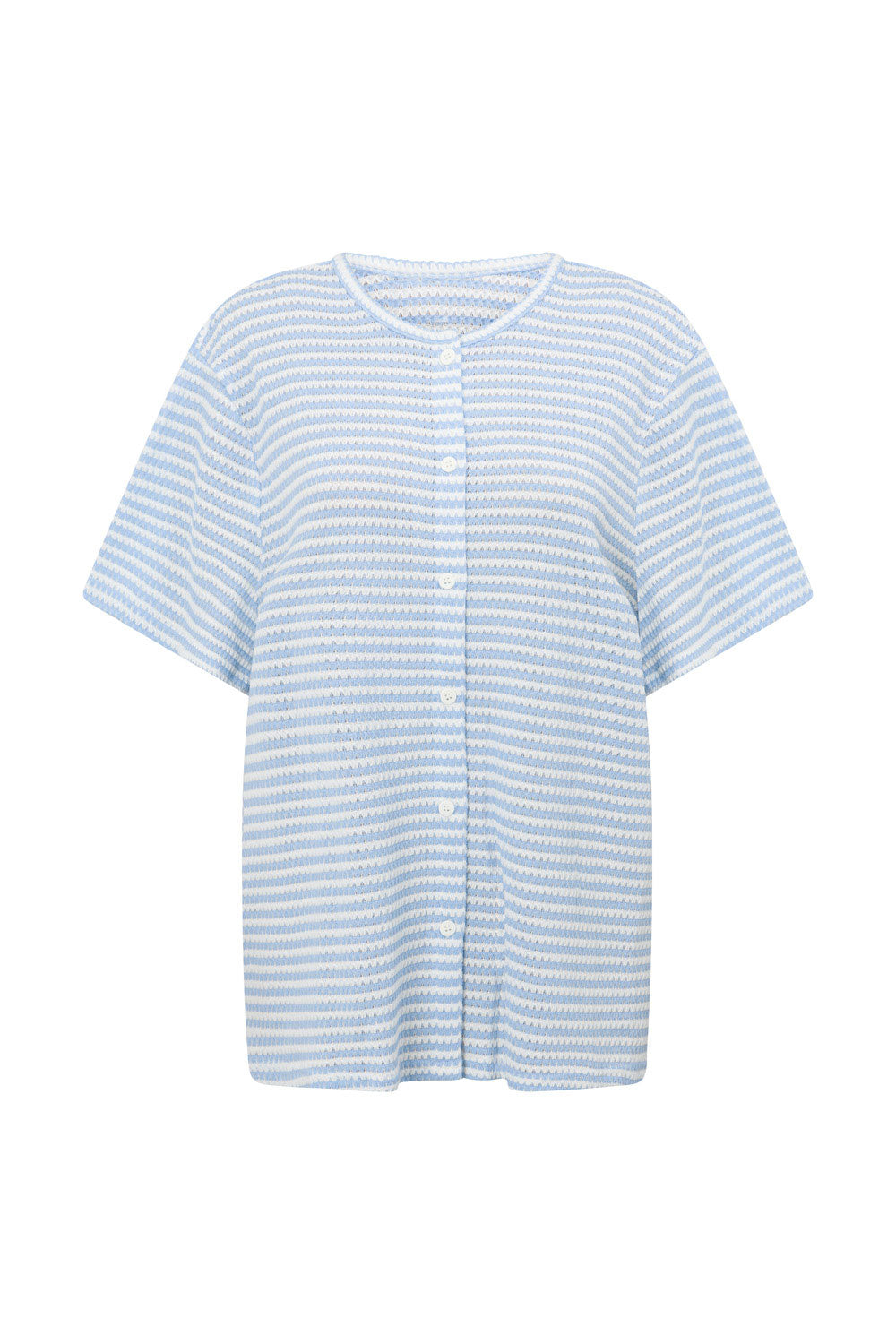 Cassie Button Up Top - Blue White