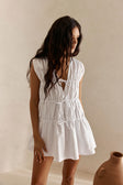Bridal White Gathered Drawstring Mini Joslin Dress