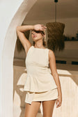 Cream Structured Pleated Dart Breezy Top