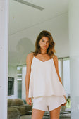 Beige V Neck Adjustable Strap Boston Top