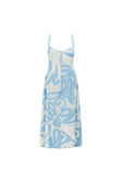 Blue Oceana Curve Print Button Strappy Maxi Jayla Dress