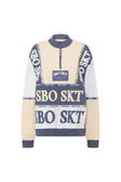 Stockholm Oversized Vintage Sweater - Fleece Blue, Cream, Grey