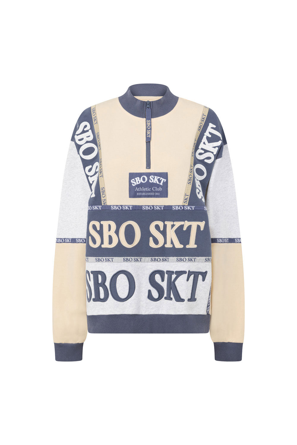 Stockholm Oversized Vintage Sweater - Fleece Blue, Cream, Grey