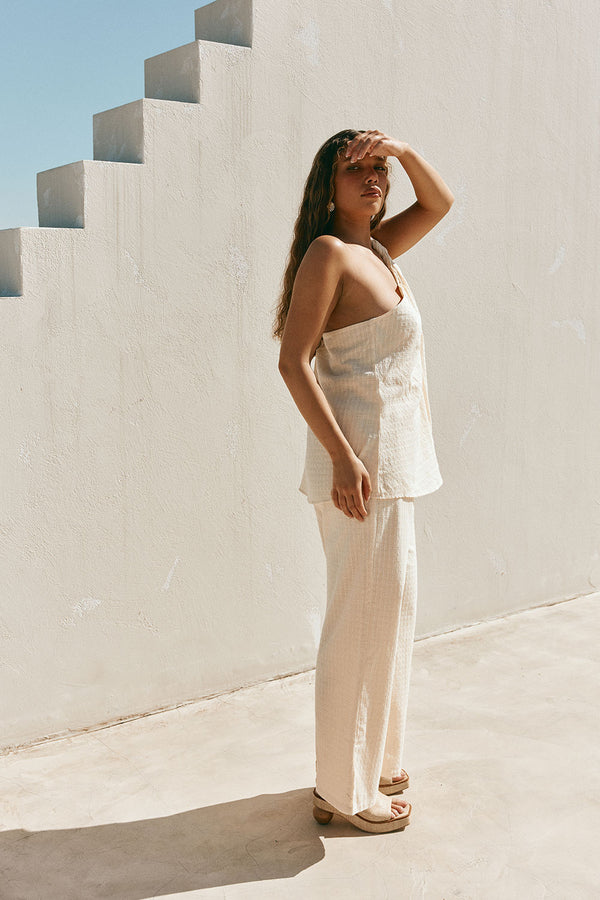 Cream One Shoulder Alabama Jumpsuit