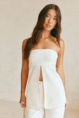 Aila Strapless Split Top - Cream