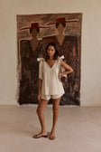 Cream Elastic Drawstring Elixir Shorts