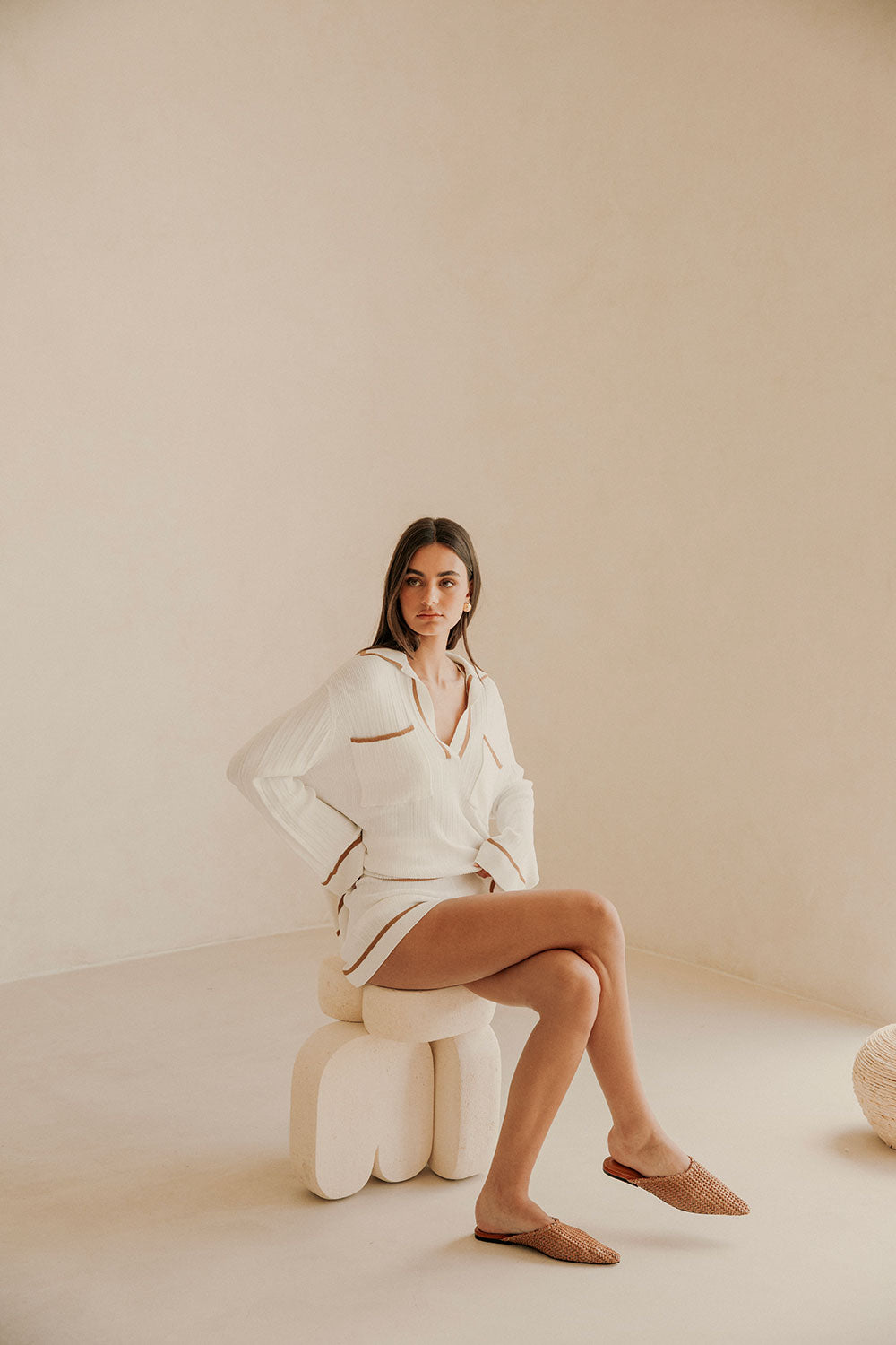 White High Waist Elastic Adair Shorts