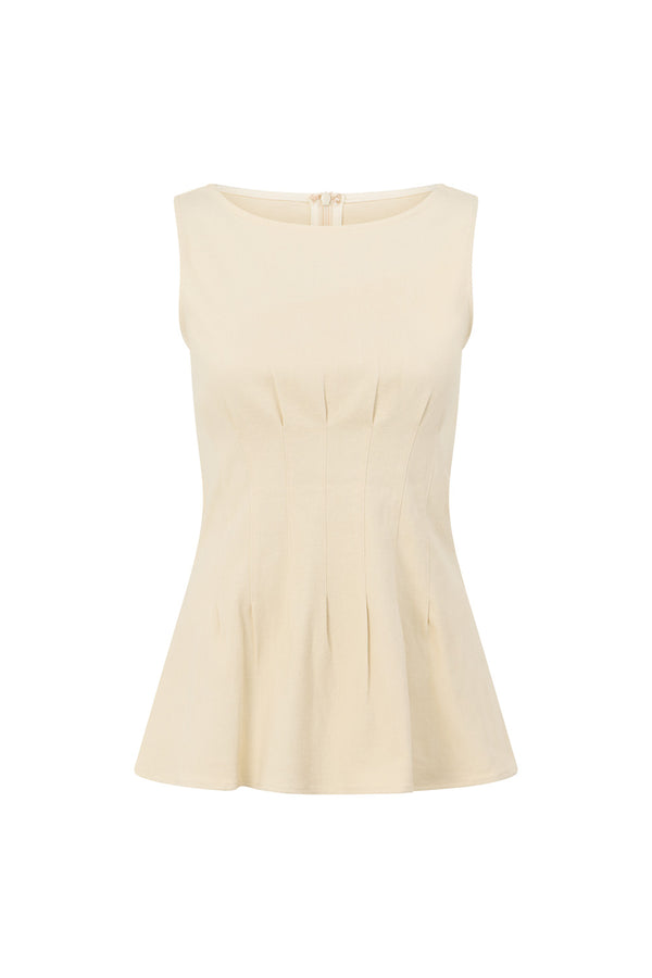 Cream Structured Pleated Dart Breezy Top