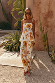 White Agalia Floral Print Strappy A Line Lorde Top