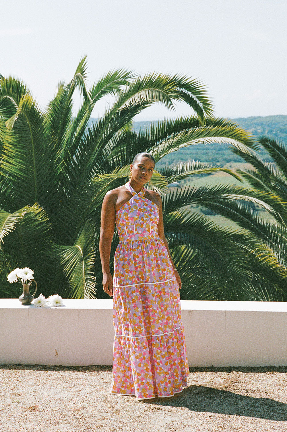 True Halterneck Maxi Dress -  Dulcie Daisy Purple Orange Pink Floral