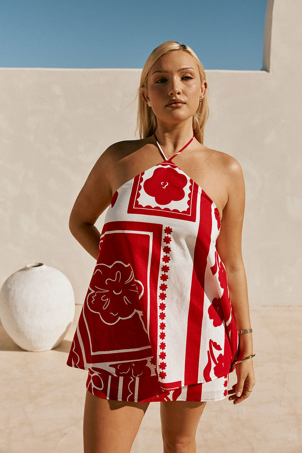 SAMPLE-Tamsin Dress - Red Voyage