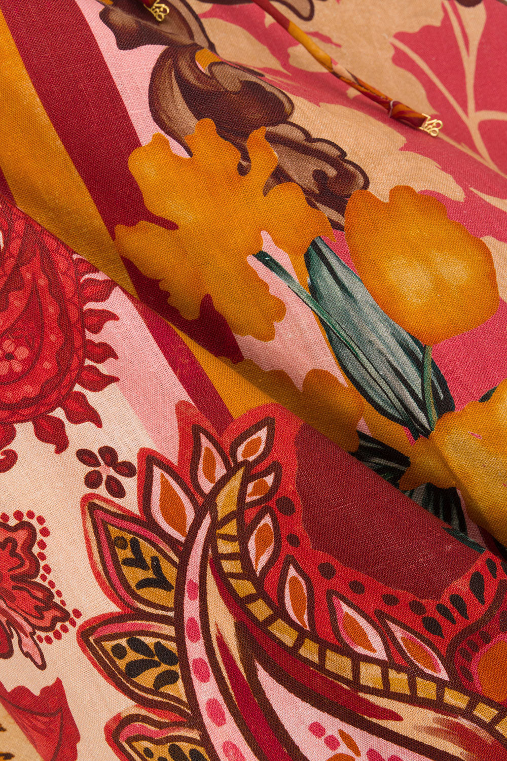 Red Floral Barocca Print Sweetheart Maxi Alessa Dress