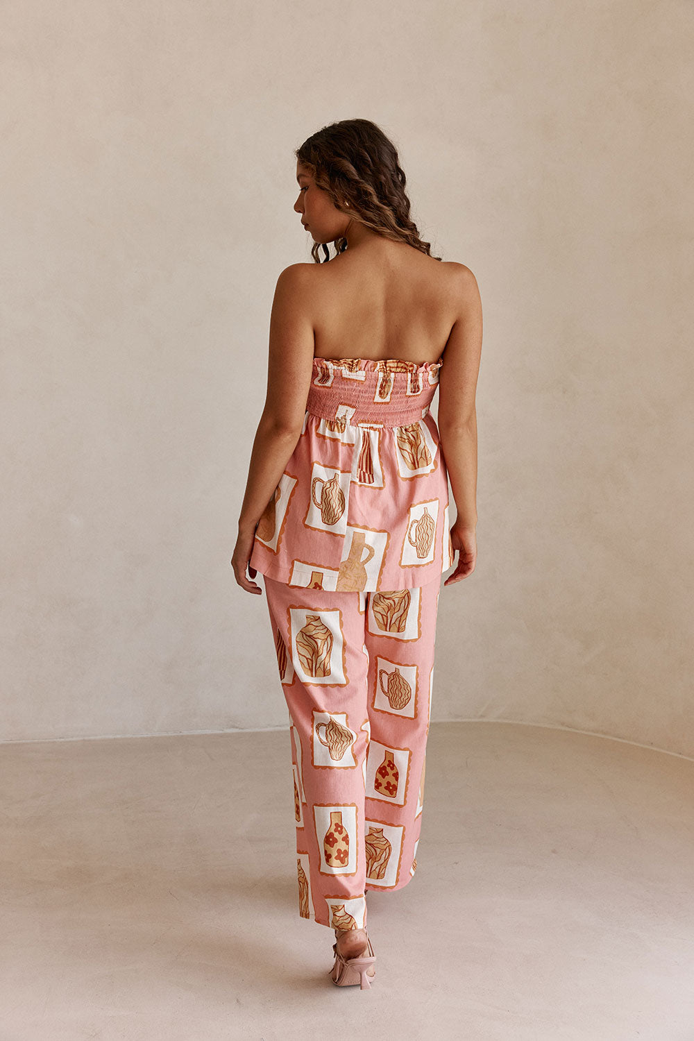 Pink Florero Print Strapless Lucia Top