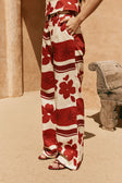Red Sienna Sunset Print Del Mar Trouser Pants