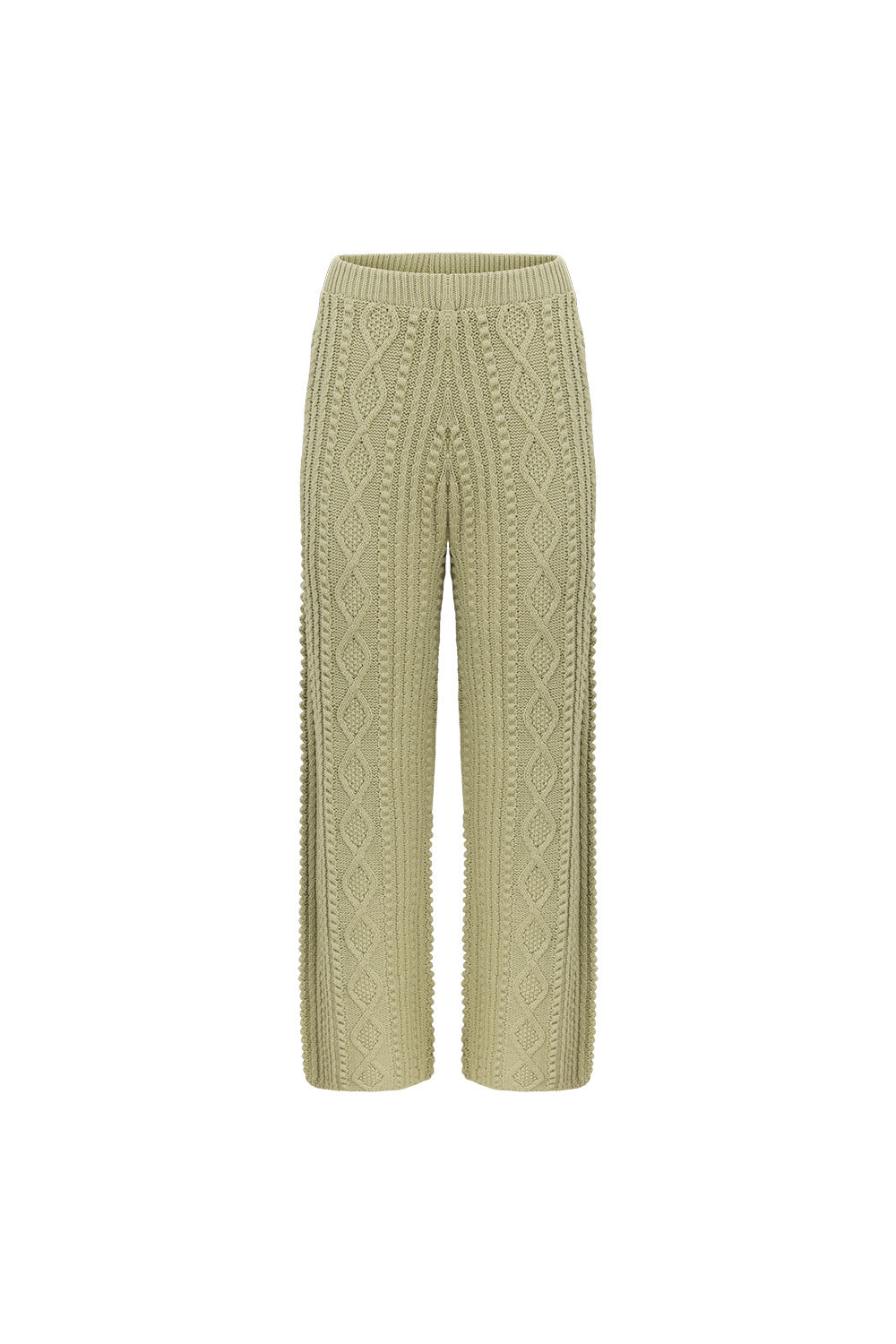 Green Cotton Knit High Waist Azari Pants
