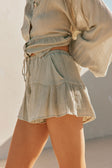 Green High Waist Drawstring Panelled Huxley Shorts