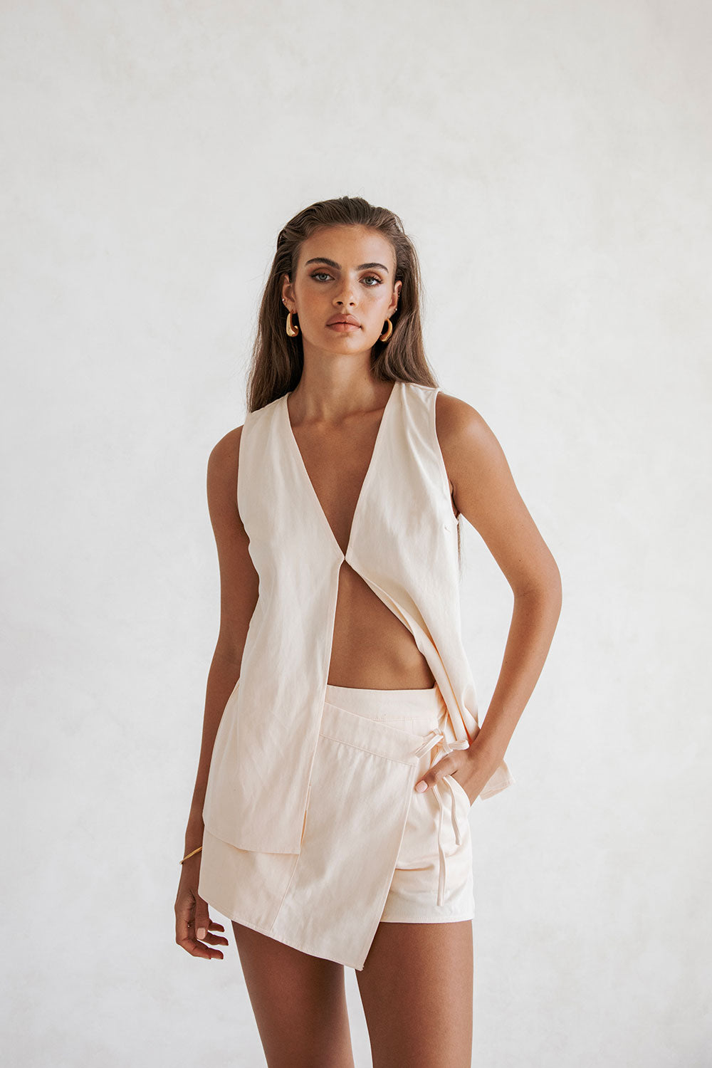 Peach High Waist Wrap Mini Loralei Skort