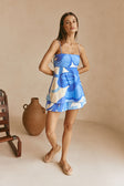 Valley Blue Print Strappy Flared Mirella Playsuit