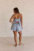 Blue Broderie Elastic Drawstring Octavia Shorts