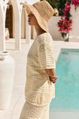 Butter Yellow Pointelle Knit Elios T Shirt Top