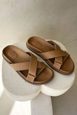 Tan Vegan Leather Cross Over Scarlett Sandals