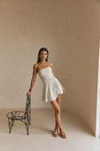Grey Strapless Gathered Mini Airlie Dress