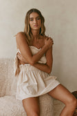 Beige High Waist Ruched Mini Toni Skirt