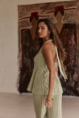 Green Cotton Knit Halter Azari Top