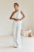 White Plaid High Waist Sofia Pants