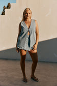 Blue Denim Open V Neck Loralei Top