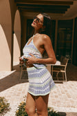 Blue White and Green Stripe Knit Mini Karina Skirt