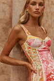 Pink Botanica De Flor Print Corset Mini Emilia Dress