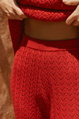 Red Cotton Knit High Waist Athena Pants