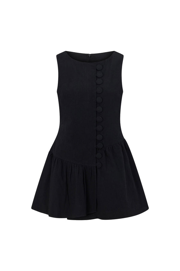 Black Button-Up Mini Alfresco Dress