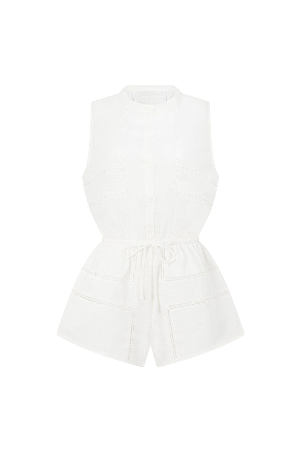 White Cheesecloth Button Up Adriana Playsuit