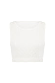 White Cable Knit Crop Lotus Top