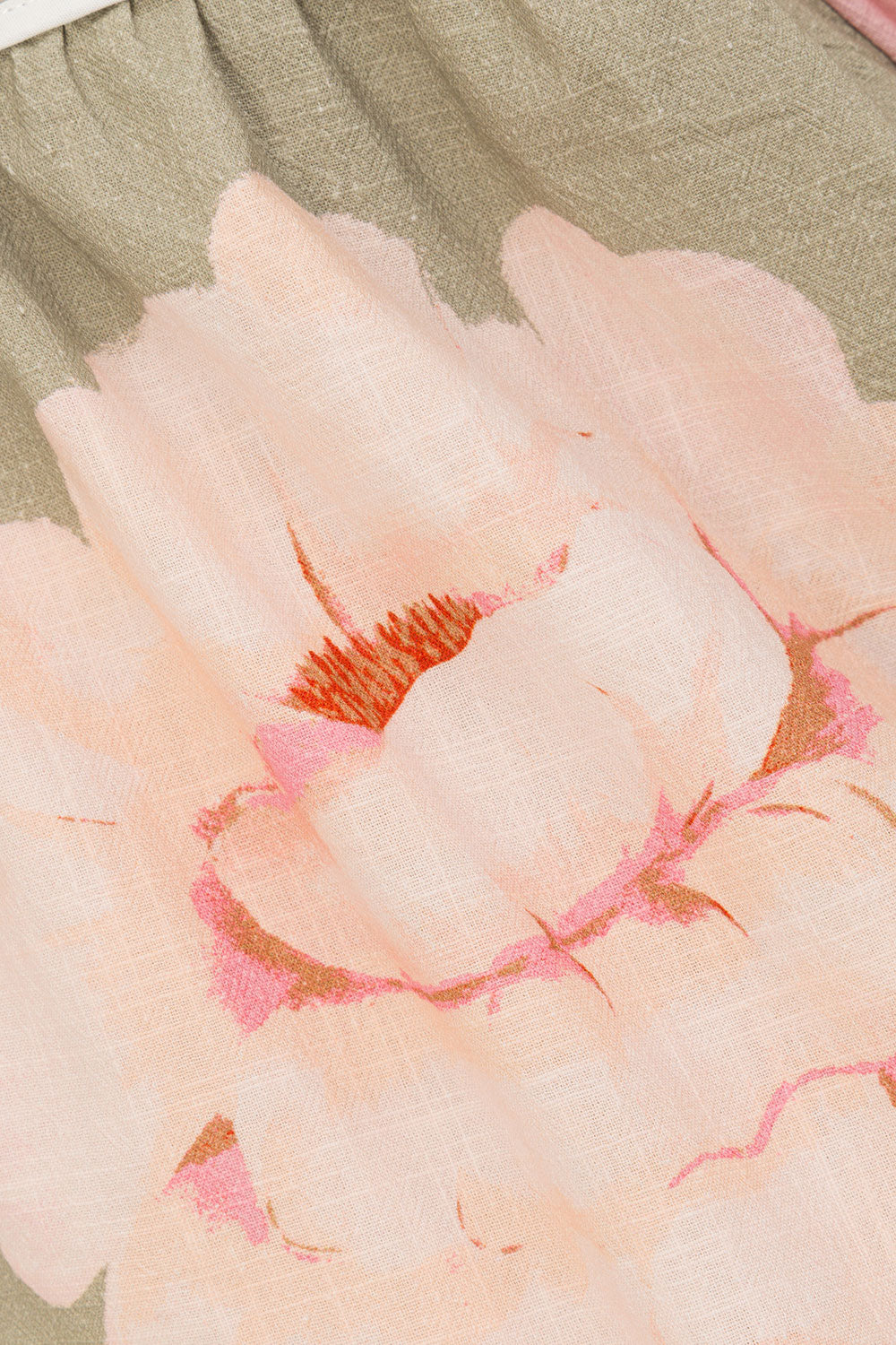 Fiori Green Floral Print Tie Malani Top