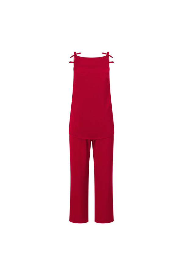 Red Thin Strap Backless Kinsley Jumpsuit