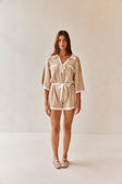 Tan Collar V Neck Tie Sammi Playsuit